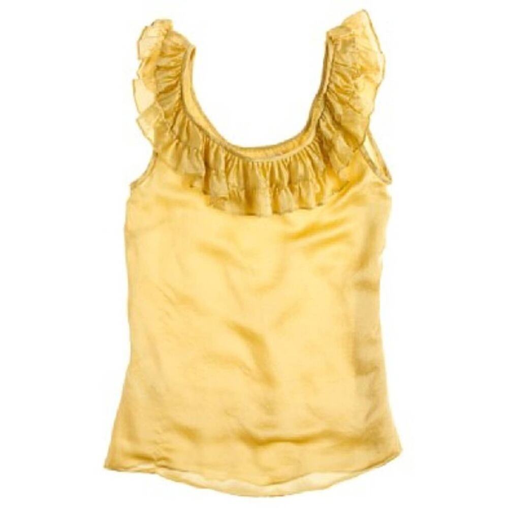 J. Crew Quinn Silk Buttercup Yellow Ruffled Cami Tank Top Blouse Womens 2